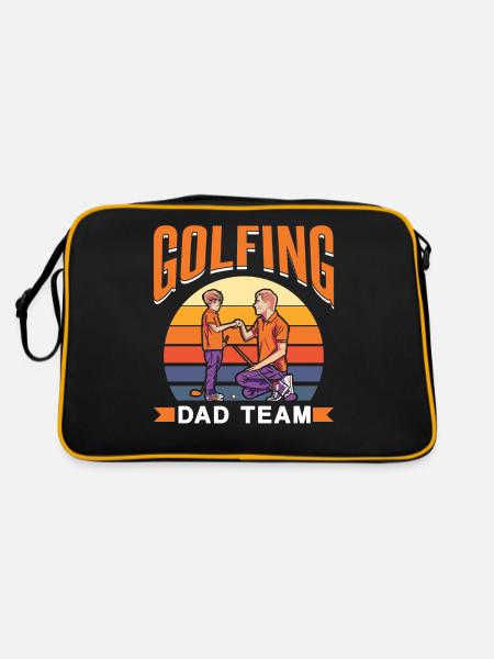 Golf Father Team Golfer Golfing Papa Papi Father Day - Retro Bag - black/gold - Back
