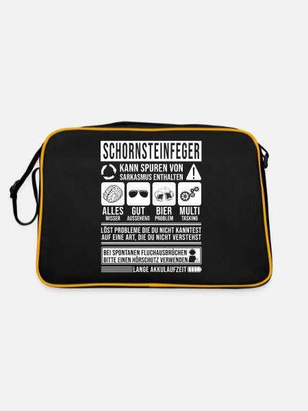Schornsteinfeger Spruch lustig - Retro Tasche - Schwarz/Gold - Hinten