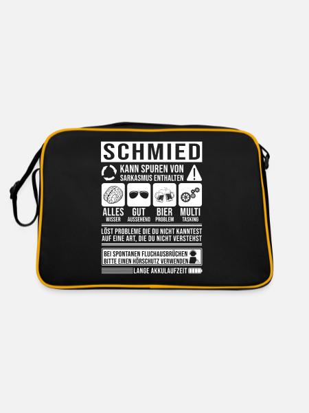 Schmied Spruch lustig - Retro Tasche - Schwarz/Gold - Hinten