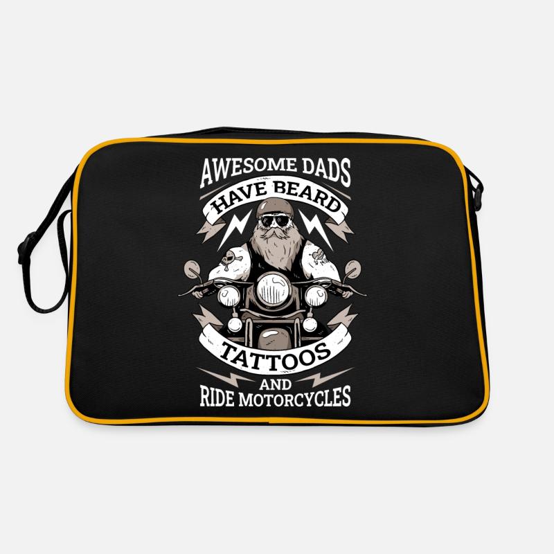 Dads Beard Tattoos Motorcycles Bart Geschenk Retro Tasche