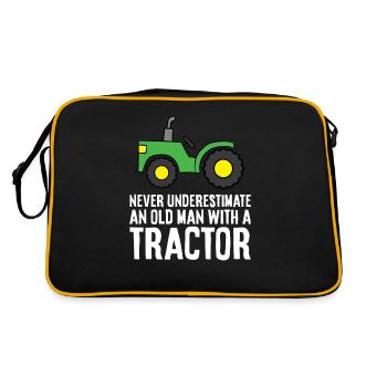 Ne sous-estimez jamais un vieil homme avec un tracteur - Sac Retro - noir/or - Dos