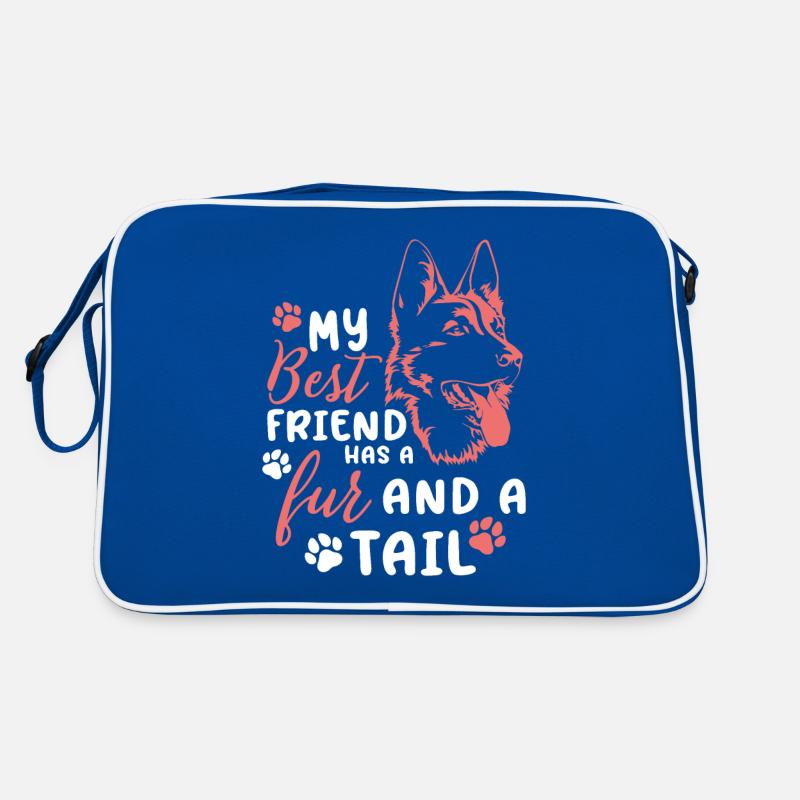 German Shepherd Best Friend Has Fur and Retro Bag