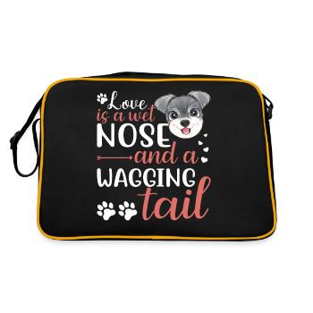 Zwergschnauzer Liebe Ist Nasse Nase Wedelnden - Retro Tasche - Schwarz/Gold - Hinten