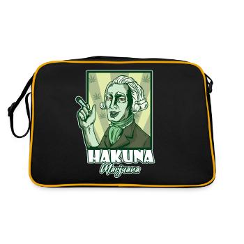 Hakuna Marijuana Funny Weed Smoking Pothead THC - Retro Tasche - Schwarz/Gold - Hinten