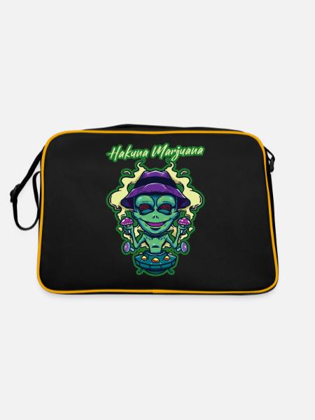 Hakuna Marijuana Drôle De Weed Fumer Pothead THC - Sac Retro - noir/or - Dos