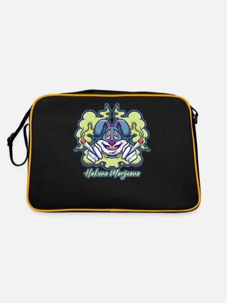 Hakuna Marijuana Drôle De Weed Fumer Pothead THC - Sac Retro - noir/or - Dos