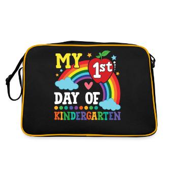 My First Day Of Kindergarten Colorful Rainbow - Retro Tasche - Schwarz/Gold - Hinten