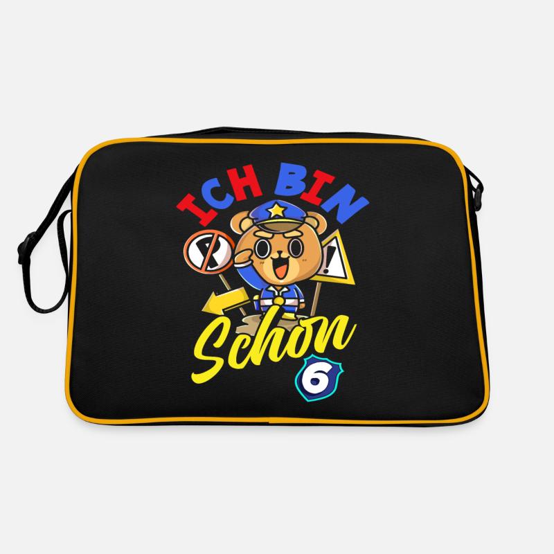 Polizei 6. Geburtstag Jungs Mädchen Geschenk Retro Tasche