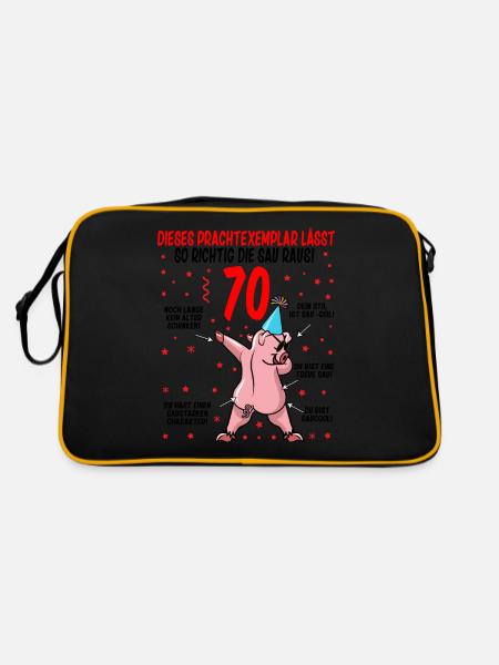 70 Geburtstag Geschenkidee Baujahr 1952 lustig - Retro Tasche - Schwarz/Gold - Hinten
