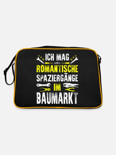 Maurer Schreiner Tischler Handwerker Elektriker - Retro Tasche - Schwarz/Gold - Hinten