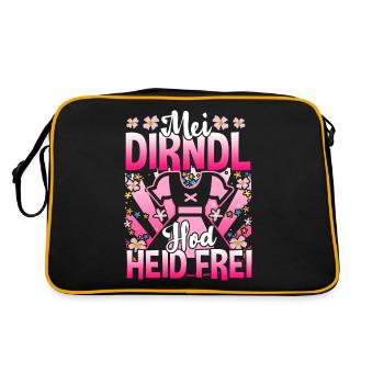 Damen Trachtenoutfit Mei Dirndl hod frei Volksfest - Retro Tasche - Schwarz/Gold - Hinten