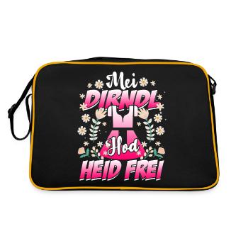 Damen Trachtenoutfit Mei Dirndl hod frei Volksfest - Retro Tasche - Schwarz/Gold - Hinten