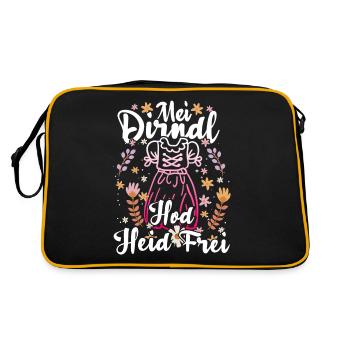 Damen Trachtenoutfit Mei Dirndl hod frei Volksfest - Retro Tasche - Schwarz/Gold - Hinten