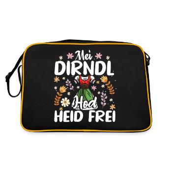 Damen Trachtenoutfit Mei Dirndl hod frei Volksfest - Retro Tasche - Schwarz/Gold - Hinten