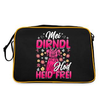 Damen Trachtenoutfit Mei Dirndl hod frei Volksfest - Retro Tasche - Schwarz/Gold - Hinten