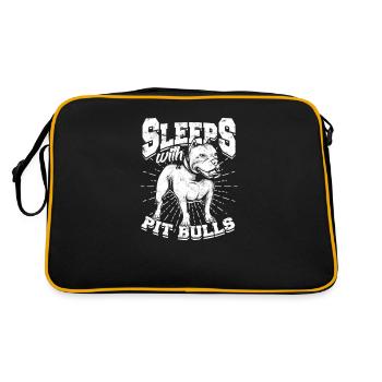 Sleeps with pitbulls - pitbull - Retro Bag - black/gold - Back