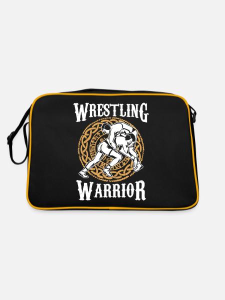Wrestling Krieger Ringer Ringkampf Ringen - Retro Tasche - Schwarz/Gold - Hinten