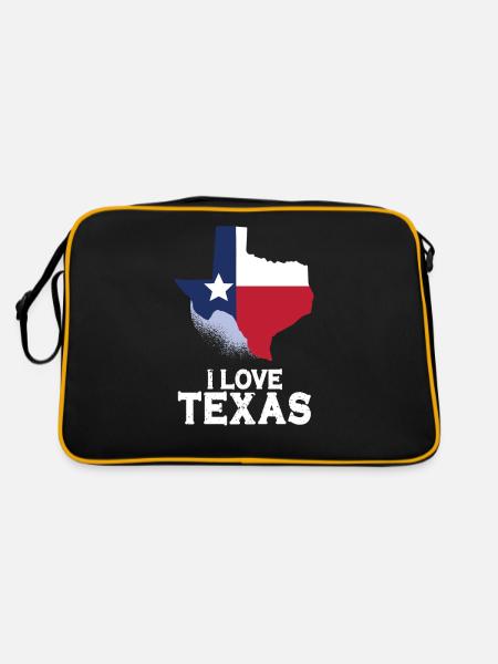 Ich Liebe Texas Stolz Texanisch Texaner Sprüche - Retro Tasche - Schwarz/Gold - Hinten