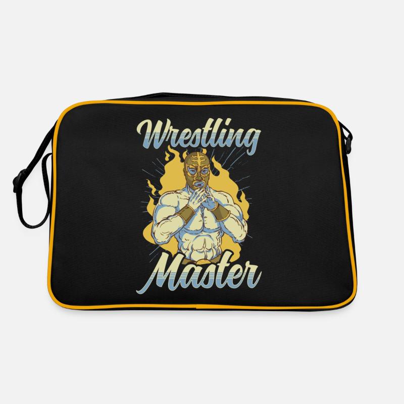 Meister Im Ringen Wrestler Ringkampf Ringer - Retro Tasche - Schwarz/Gold