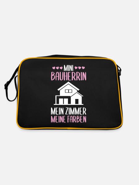 Bauherrin mein Zimmer Richtfest - Retro Tasche - Schwarz/Gold - Hinten