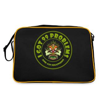 I Got 99 Problems And 420 Solutions Cannabis Weed - Retro Tasche - Schwarz/Gold - Hinten