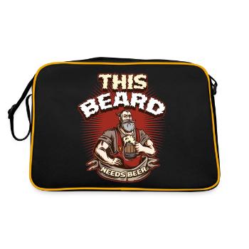 This Beard Needs Beer Bart Geschenk - Retro Tasche - Schwarz/Gold - Hinten