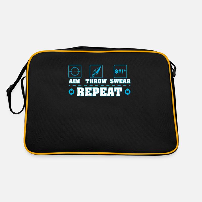 Aim Throw Swear Repeat Funny Knife Kunai Throw Retro Tasche