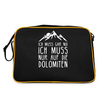 Dolomiten I Berg in Italien für Wanderer - Retro Tasche - Schwarz/Gold - Hinten
