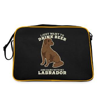 Ich möchte nur Bier trinken und mit meinem - Retro Tasche - Schwarz/Gold - Hinten