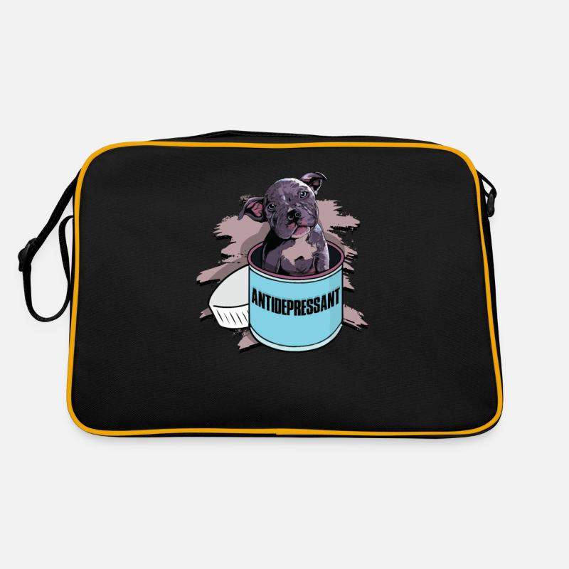 Antidepressivum - grauer Pitbull Retro Tasche