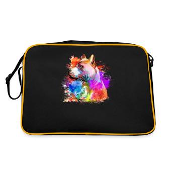 American Bullterrier mit Aquarell-Design - - Retro Tasche - Schwarz/Gold - Hinten