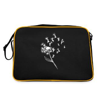 Löwenzahnblume mit Boston Terrier als Blütenblätter - - Retro Tasche - Schwarz/Gold - Hinten