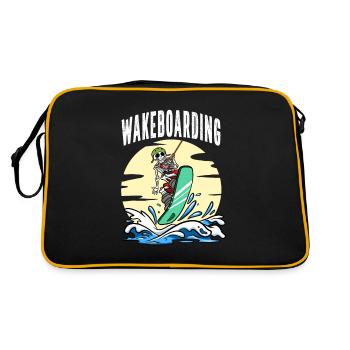 Wakeboarding Skeleton Wakeboarder Wakeboard - Retro Bag - black/gold - Back