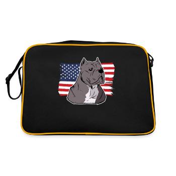 Pitbull terrier américain avec drapeau américain usa - - Sac Retro - noir/or - Dos