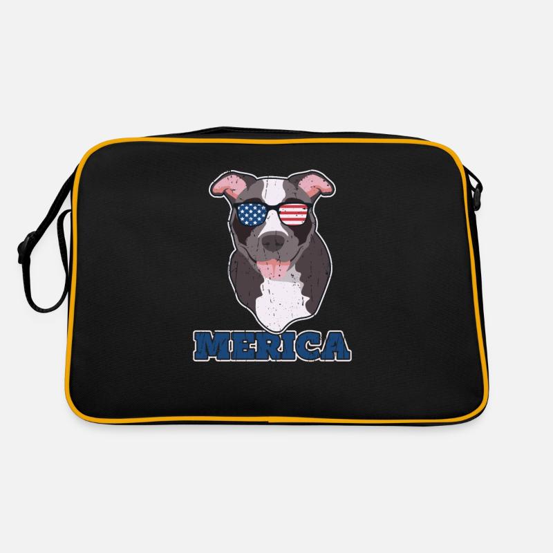 Merica - Pitbullhund Retro Tasche