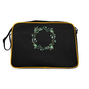 Eukalyptus Blumenkranz I Team Braut Hochzeit Boho - Retro Tasche - Schwarz/Gold - Hinten