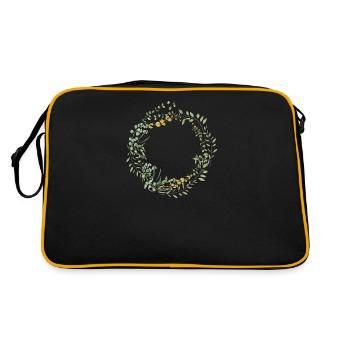 Eukalyptus Blumenkranz I Team Braut Hochzeit Boho - Retro Tasche - Schwarz/Gold - Hinten