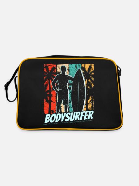 Bodysurfer Bodysurfen Bodysurf Bodysurfing Hobby - Retro Bag - black/gold - Back