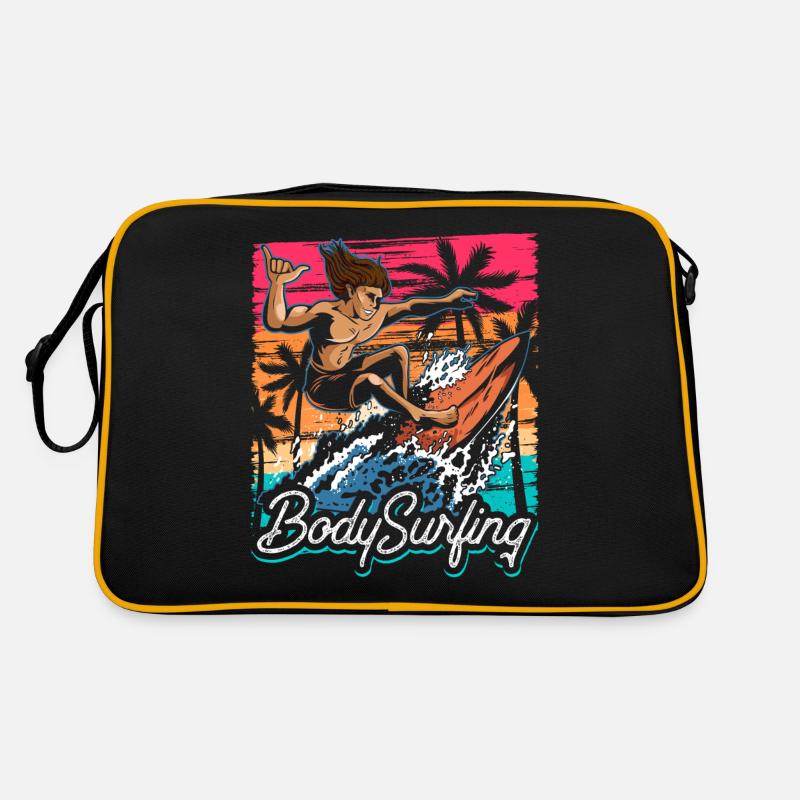 Bodysurfen Bodysurf Bodysurfing Bodysurfer Hobby - Sac Retro - noir/or