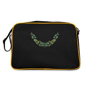 Eukalyptus Blumenkranz I Team Braut Hochzeit Boho - Retro Tasche - Schwarz/Gold - Hinten