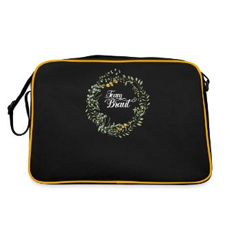 Team Braut I Blumenkranz Hochzeit Boho Stil - Retro Tasche - Schwarz/Gold - Hinten