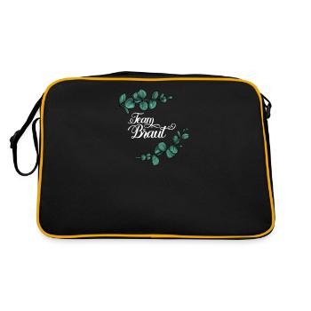 Team Braut I Blumenkranz Hochzeit Boho Stil - Retro Tasche - Schwarz/Gold - Hinten