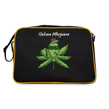 Hakuna Marijuana Funny Weed Smoking Pothead THC - Retro Tasche - Schwarz/Gold - Hinten