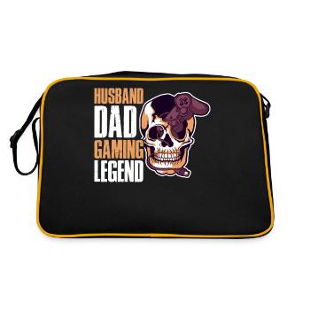 Husband Dad Gaming Legend Zocker Geschenk - Retro Tasche - Schwarz/Gold - Hinten
