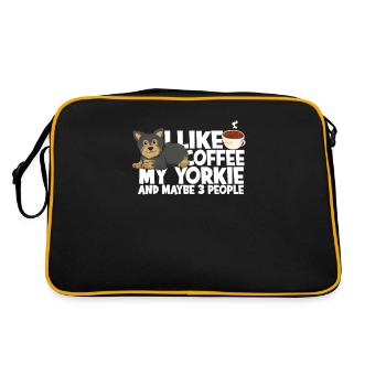 J’aime le café mon yorkie et peut-être 3 personnes - - Sac Retro - noir/or - Dos