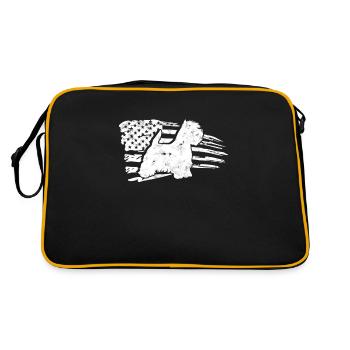 Silhoutte of west highland terrier with american - Retro Bag - black/gold - Back