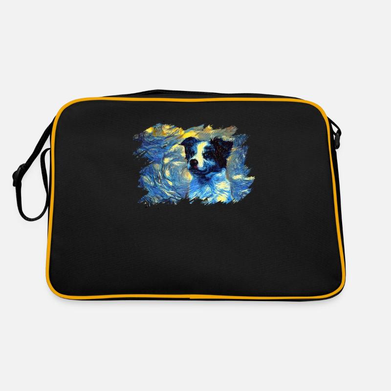Border collie dans un portrait de nuit étoilée - Sac Retro