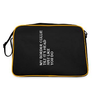 Mein Border Collie neigt seinen Kopf genau wie du - - Retro Tasche - Schwarz/Gold - Hinten