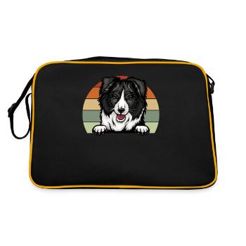 Border collie avec fond de couleur rétro - - Sac Retro - noir/or - Dos