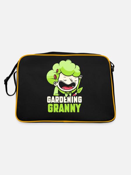 Gartenarbeit Oma Großmutter Gärtnerin Garten - Retro Tasche - Schwarz/Gold - Hinten